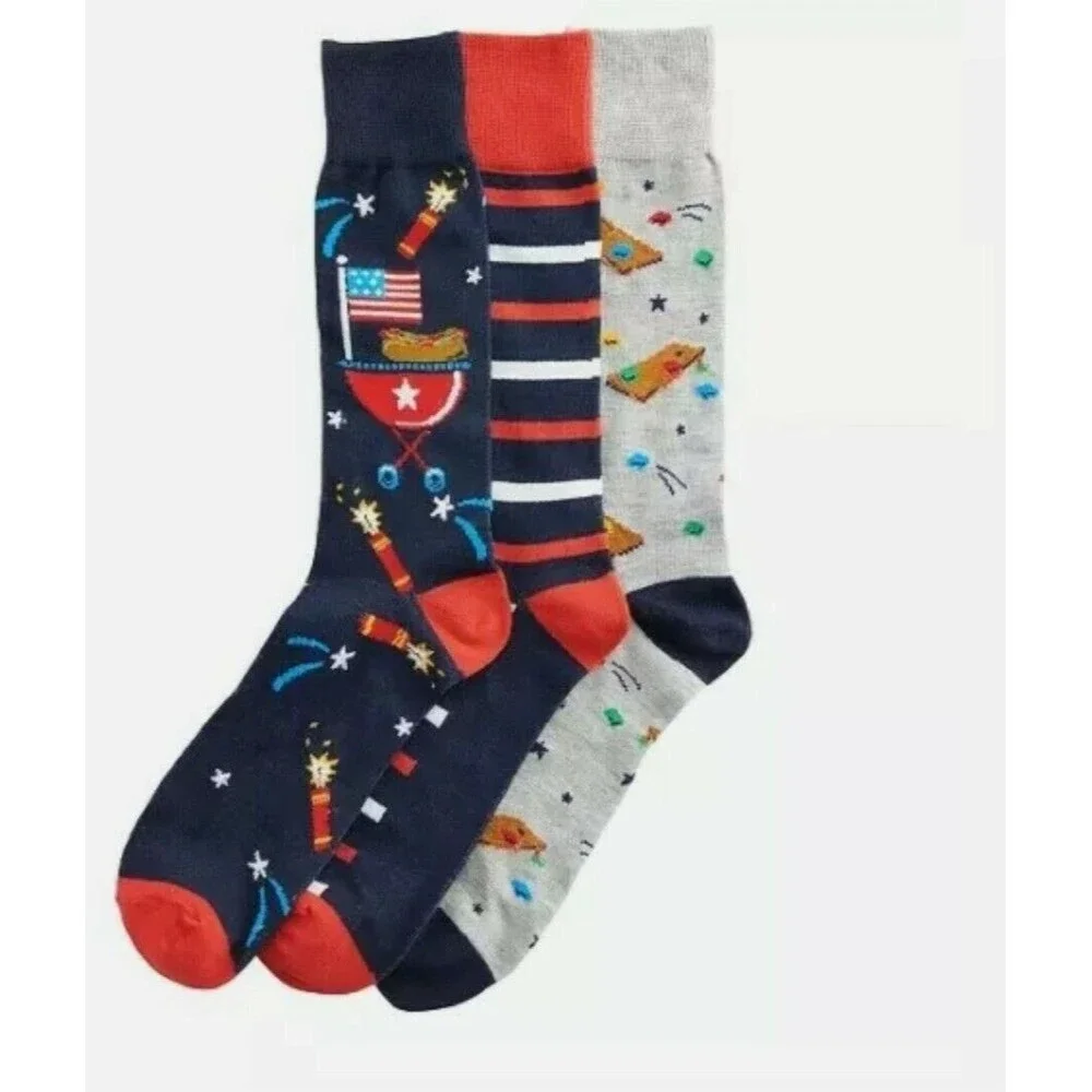 Men's Croft & Barrow Americana Patriotic USA Novelty Crew Socks 3-Pack Size 7-12